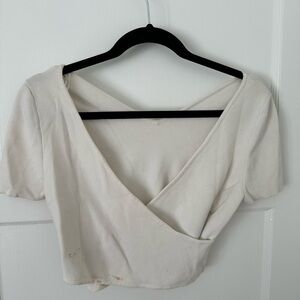 525 America Cream V-Neck Blouse
